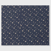 クリスマスフェスティバル星雪金ゴールド青パターン ラッピングペーパー (フラット)