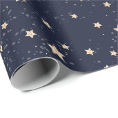 クリスマスフェスティバル星雪金ゴールド青パターン ラッピングペーパー (ロールコーナー)