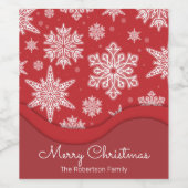 クリスマスフェスティバル白い冬の雪の赤の上 ワインラベル (シングルラベル)