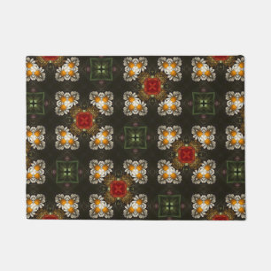 クリスマスフェスティバル赤十字抽象芸術デイジー ドアマット