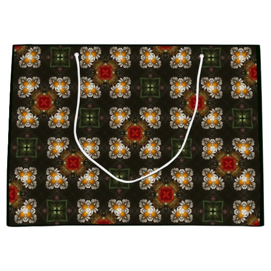 クリスマスフェスティバル赤十字抽象芸術デイジー ラージペーパーバッグ (正面)