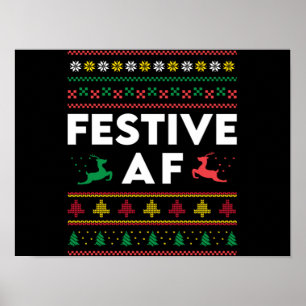 クリスマスフェスティバルAFクリスマスおもしろいズホリデートナカイ ポスター