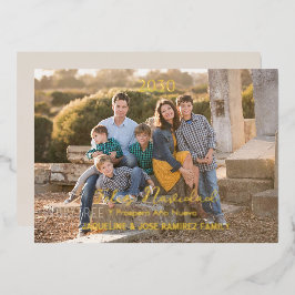 クリスマスフェリズNavidad家族スペインのの写真金ゴールド 箔シーズンカード