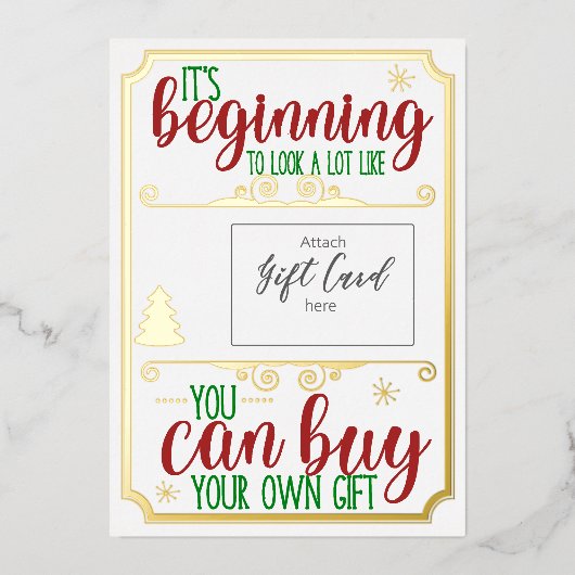 クリスマスフォイルおもしろいギフトカード伝票所持者 箔シーズンカード (正面)