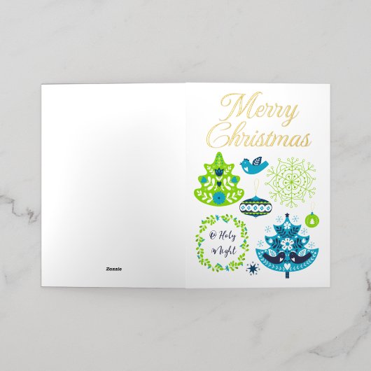 クリスマスフォイルホリデーカード 箔シーズンカード (外側レイダウン)