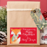 クリスマスフォックスアートギフトラベル(Happy Christmas fox art gift l 長方形シール<br><div class="desc">時間の救代わりに書、あなたの友人や顧客のギフトのラベルは、この単に簡単を作成するステッカーを追加してギフトを追加する。あなたの名前を追加し、あなたのギフトの仕事を行うスティック。サラ・トレッ包まれたトの尻尾とスカーフの水彩画でキツネを可愛く仕上げる。</div>