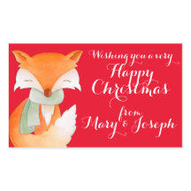 クリスマスフォックスアートギフトラベル(Happy Christmas fox art gift l