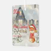 クリスマスフォックスハウスフォトスクエアオーナメント メタルオーナメント (正面左)