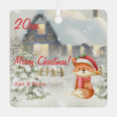 クリスマスフォックスハウスフォトスクエアオーナメント メタルオーナメント (正面)