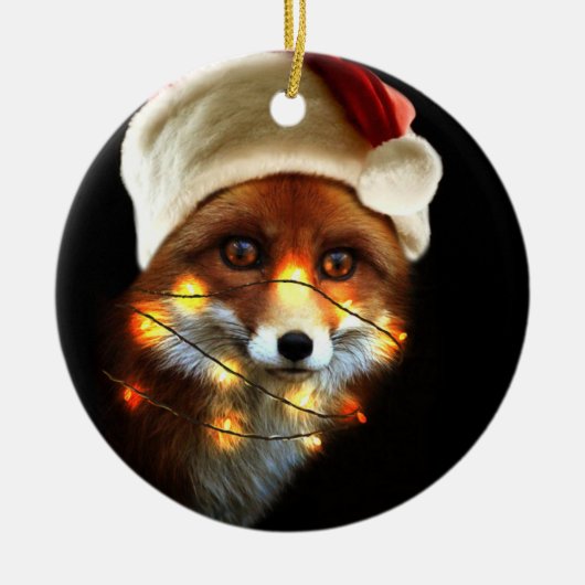 クリスマスフォックス セラミックオーナメント (正面)
