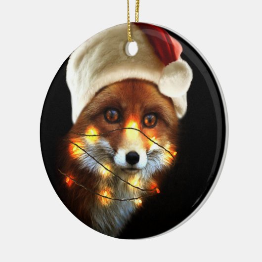 クリスマスフォックス セラミックオーナメント (左)