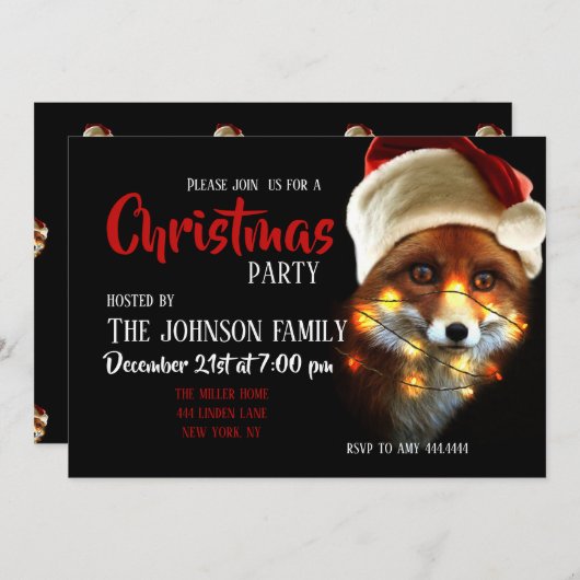 クリスマスフォックス。 招待状 (正面/裏面)