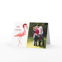 クリスマスフォトおもしろいカードSanta flamingo