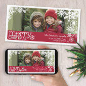 クリスマスフォトお洒落- Let It Snow Snowflaks シーズンカード