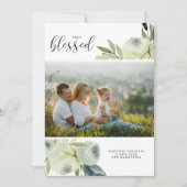 クリスマスフォトかわいらしウォーター色のフローラ賛美 シーズンカード (正面)