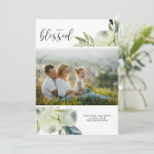 クリスマスフォトかわいらしウォーター色のフローラ賛美 シーズンカード (スタンド正面)