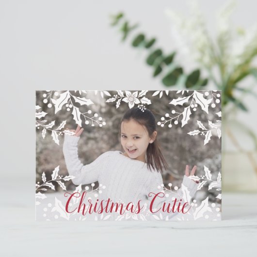 クリスマスフォトとクリスマスかわいこちゃん文字 カード (スタンド正面)