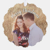 クリスマスフォトとポインセチア オーナメントカード (裏面)