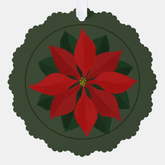 クリスマスフォトとポインセチア オーナメントカード (正面)