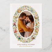 クリスマスフォトの光沢のある12日 箔シーズンカード (正面)