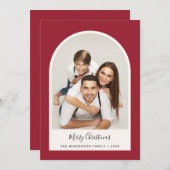 クリスマスフォトアーチ写真フレームレッド シーズンカード (正面/裏面)