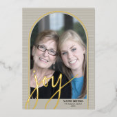 クリスマスフォトアーチ垂直 – 植物学JOY 箔シーズンカード (正面)