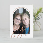 クリスマスフォトアーチ垂直 – JOYバラ金ゴールド 箔シーズンカード (立ち正面)