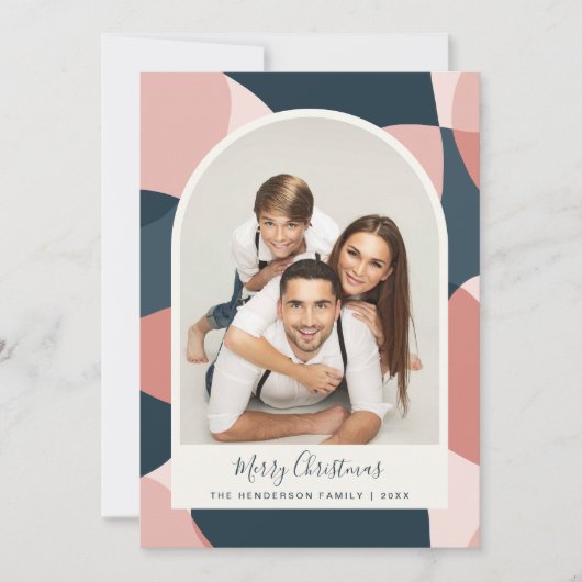 クリスマスフォトアーチ型フレームコーラルブルー シーズンカード (正面)