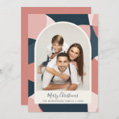 クリスマスフォトアーチ型フレームコーラルブルー シーズンカード (正面/裏面)