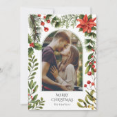 クリスマスフォトアーチ水カラーレッドベリーフローラ シーズンカード (正面)