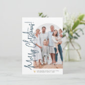 クリスマスフォトアーチ&金ゴールドハート編集可能カラー シーズンカード (スタンド正面)