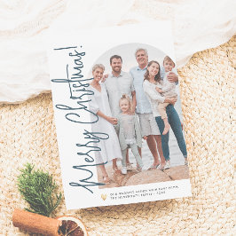 クリスマスフォトアーチ&金ゴールドハート編集可能カラー シーズンカード