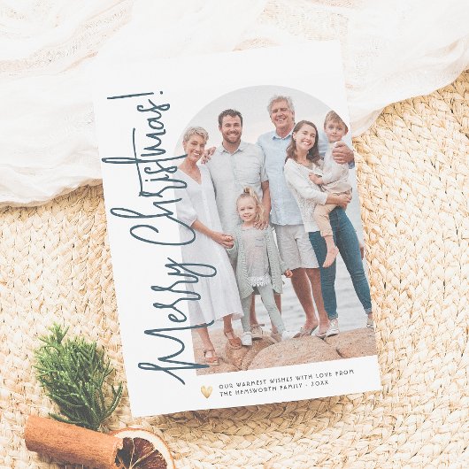 クリスマスフォトアーチ&金ゴールドハート編集可能カラー シーズンカード