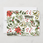 クリスマスフォトウォーターカラーフローラ休日 ノートカード (裏面)