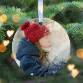 クリスマスフォトウォーターカラーホリーベリー緑 セラミックオーナメント