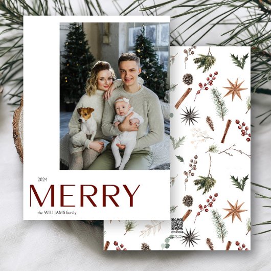 クリスマスフォトウォーターカラー植物性フローラ シーズンカード