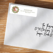 クリスマスフォトウォーターカラー緑のリース葉 ラベル