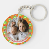 クリスマスフォトオレンジ色のカエルのサンタハットパターン キーホルダー (裏面)