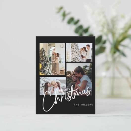 クリスマスフォトオーナメント、フォトコラージュクリスマス ポストカード (スタンド正面)