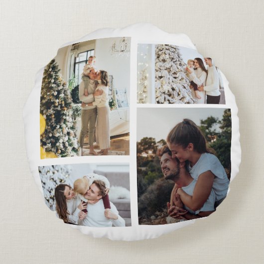 クリスマスフォトオーナメント、フォトコラージュクリスマス ラウンドクッション (裏面)