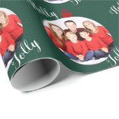 クリスマスフォトオーナメント+文字グリーン ラッピングペーパー (ロールコーナー)