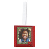 クリスマスフォトオーナメント、4枚の写真 キューブオーナメント (正面)