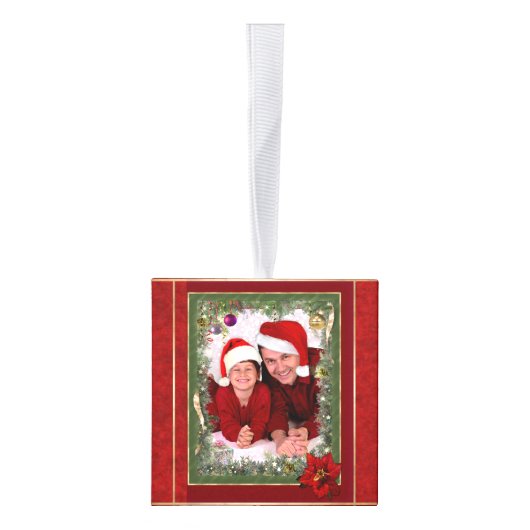 クリスマスフォトオーナメント、4枚の写真 キューブオーナメント (右)