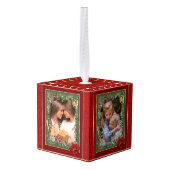 クリスマスフォトオーナメント、4枚の写真 キューブオーナメント (裏面アングル)