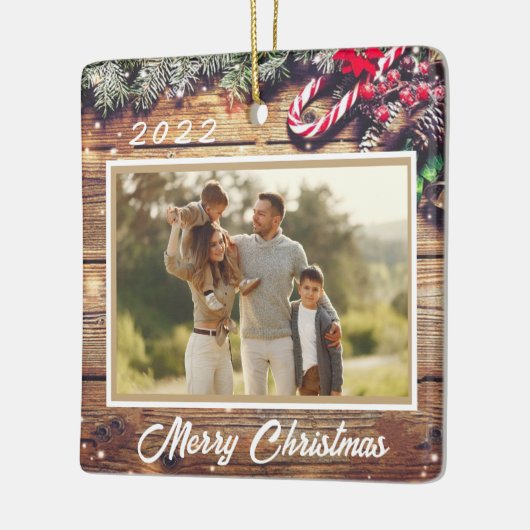 クリスマスフォトカスタマイズ可能なクリスマス飾り セラミックオーナメント (左)