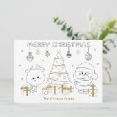 クリスマスフォトカスタムネームおもしろいかわいい シーズンカード (スタンド正面)