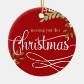 クリスマスフォトカスタムネームでペットのメモリアル セラミックオーナメント (正面)