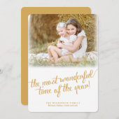 クリスマスフォトカードで最も素晴らしい金ゴールド シーズンカード (正面/裏面)