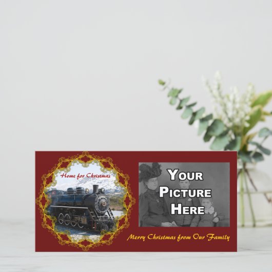 クリスマスフォトカードの列車に乗る シーズンカード (スタンド正面)