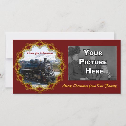 クリスマスフォトカードの列車に乗る シーズンカード (正面)